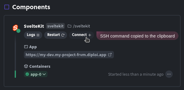 Connect to deployment with SSH