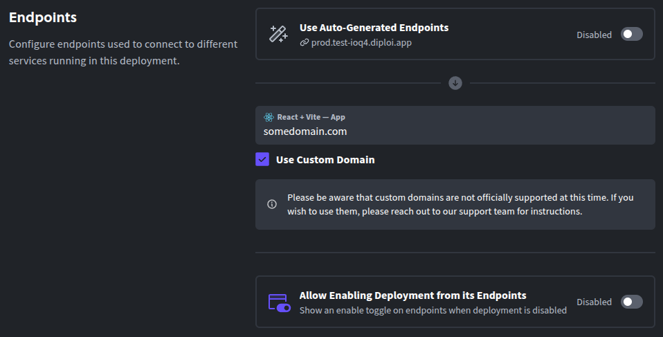 Deployment endpoints