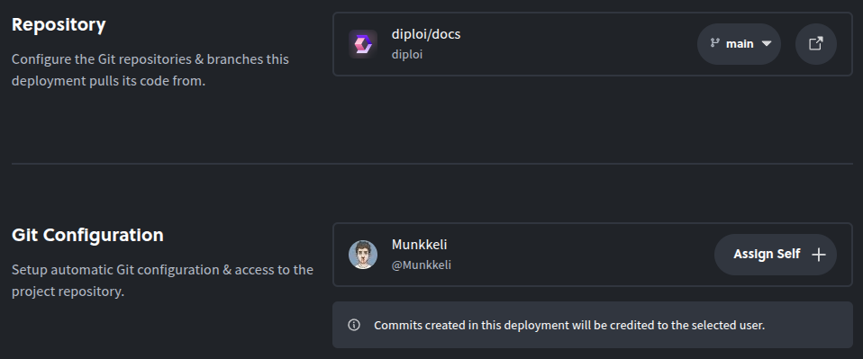 Deployment repository settings