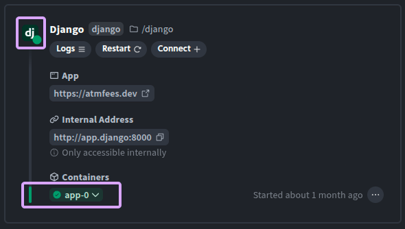 Pod status highlighted